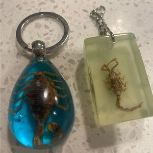 Scorpion Keychain Duo - Blue and Cream